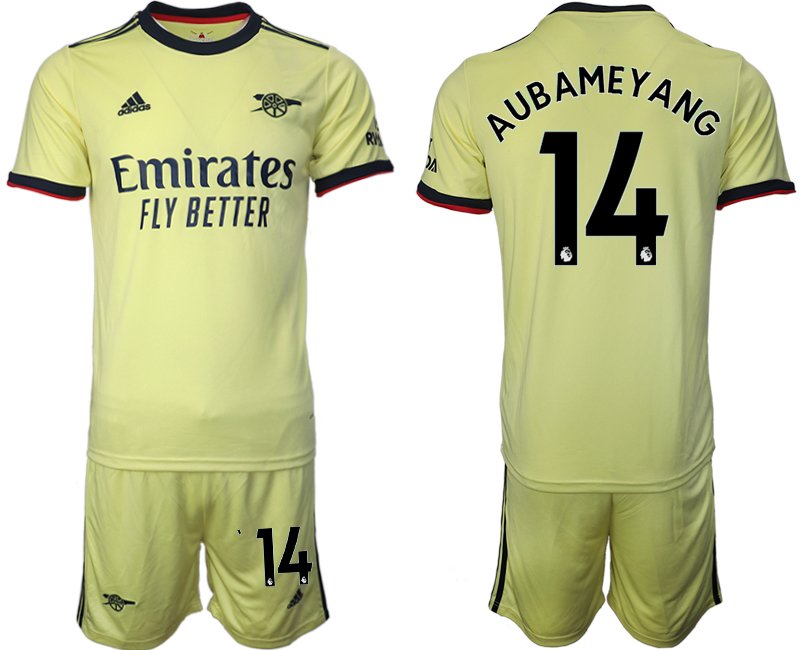 AUBAMEYANG 14# Trikotsatz FC Arsenal Gelbe Trikots Auswärts 2022 + Kurze Hosen