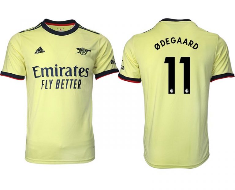 FC Arsenal Auswärts Fußball Trikot 2022 Gelb mit Aufdruck ØDEGAARD 11