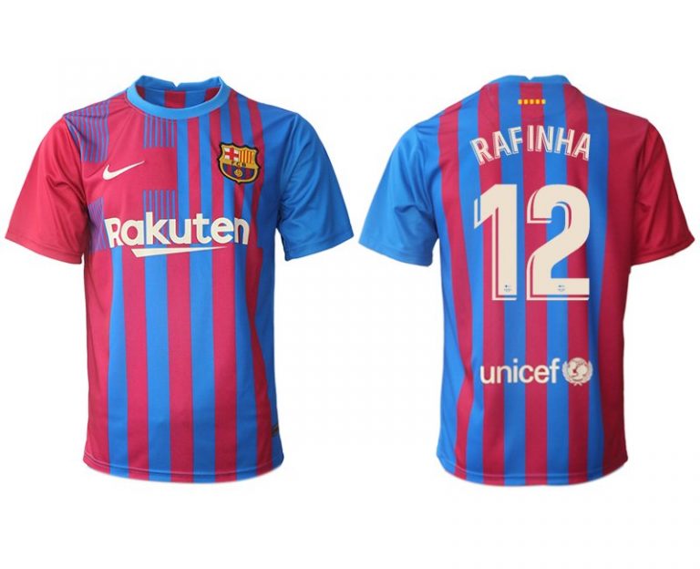 FC Barcelona Stadium Heimtrikot 2021/22 Herren Fußballtrikots mit Aufdruck RAFINHA 12