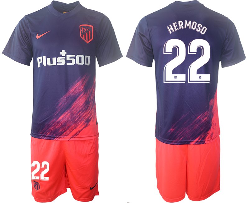 Atlético Madrid Auswärtstrikot 2021/22 dunkelblau/pink mit Aufdruck HERMOSO 22