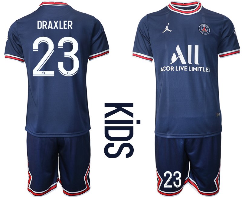 Paris Saint Germain Heimtrikot 2021/22 Kinder in blau mit Aufdruck Draxler 23