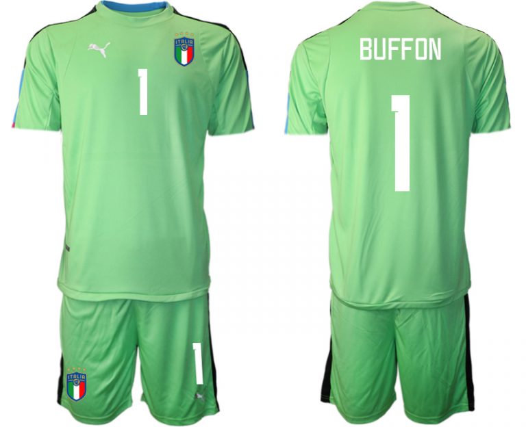 BUFFON #1 Herren Italien Torwarttrikot Fußball WM 2022 frucht grün Trikotsatz Kurzarm + Kurze Hosen