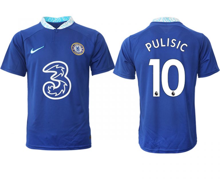 Herren Chelsea FC Heimtrikot 2022-23 blau Kurzarm mit Aufdruck PULISIC 10