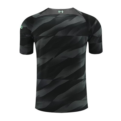 Fußballtrikot für Herren Liverpool Torwart Auswärtstrikot 2023-24 schwarz Kurzarm-1