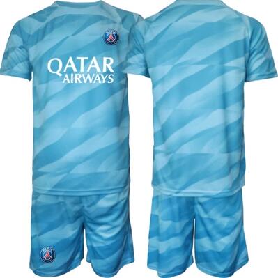 Kinder Günstige Paris Saint-Germain PSG Torwarttrikot Trikotsatz 2023-24 blau