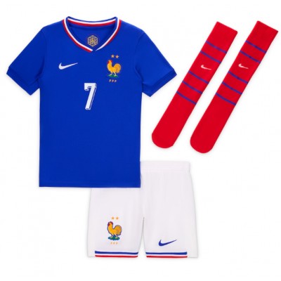 Kinder Frankreich Trikot EM 2024 Heimtrikot Trikotsatz Kit Matteo Guendouzi 7-1